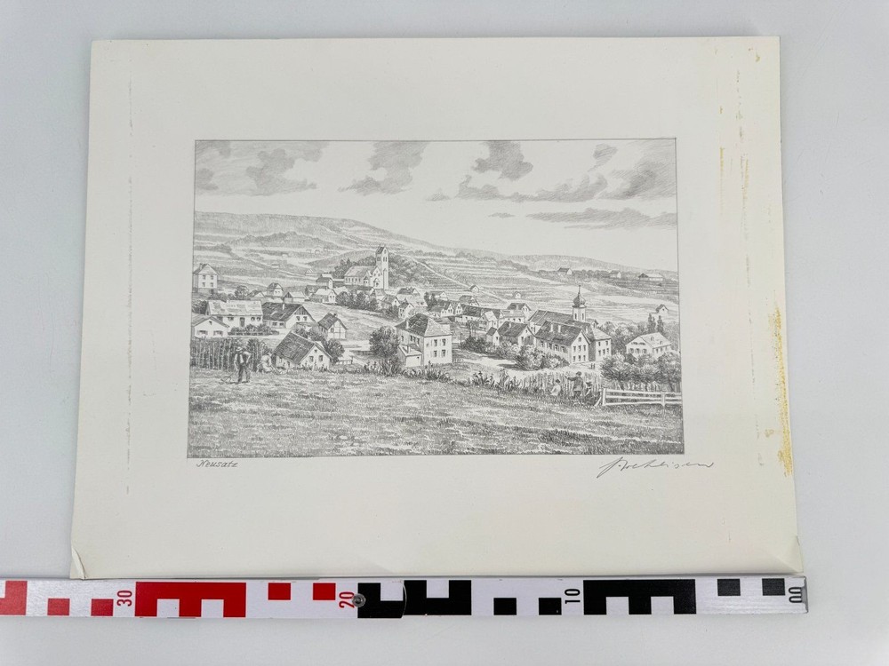 * HEINZ WEHLISCH DRAWING NEW SET VIEW SIGNED