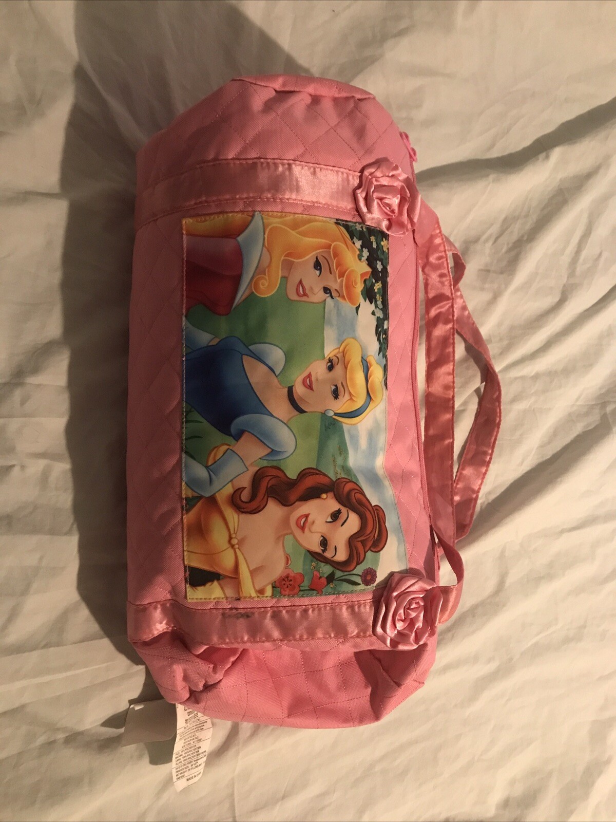Disney Princess Aurora, Belle & Cinderella Kids Pink Duffle Bag And Sleeping Bag