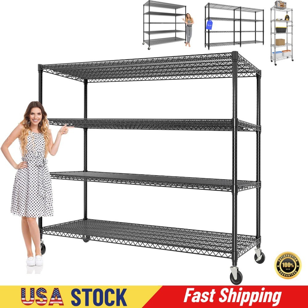Heavy Duty 5-Tier/4-Tier Shelves Storage Rack Metal Wire Garage Shelving Black