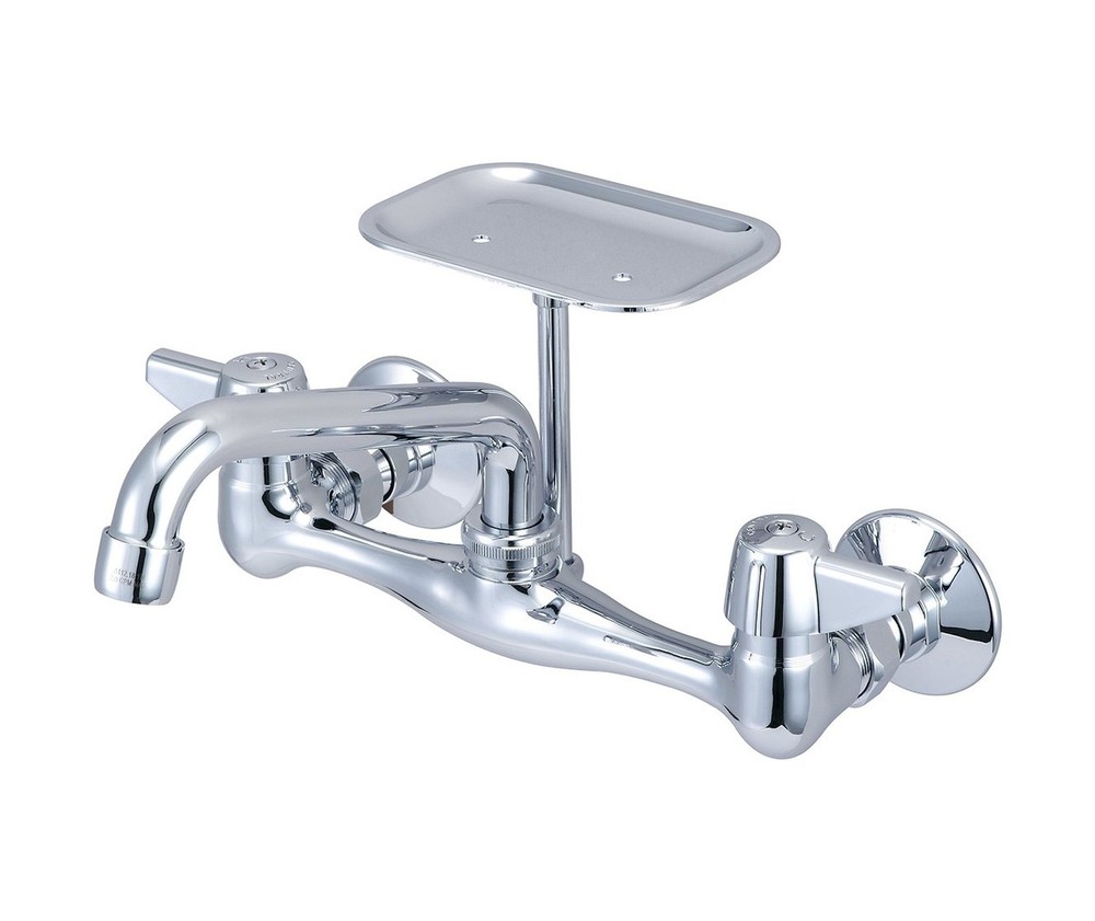 Central Brass 0048-TA 2-Handle Wall Mount Kitchen Faucet, Chrome