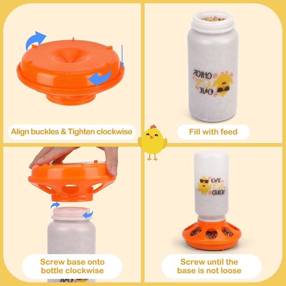 Chicken Feeder Waterer Set 1L Automatic Brooder Kit Duck Quail Coop Tool