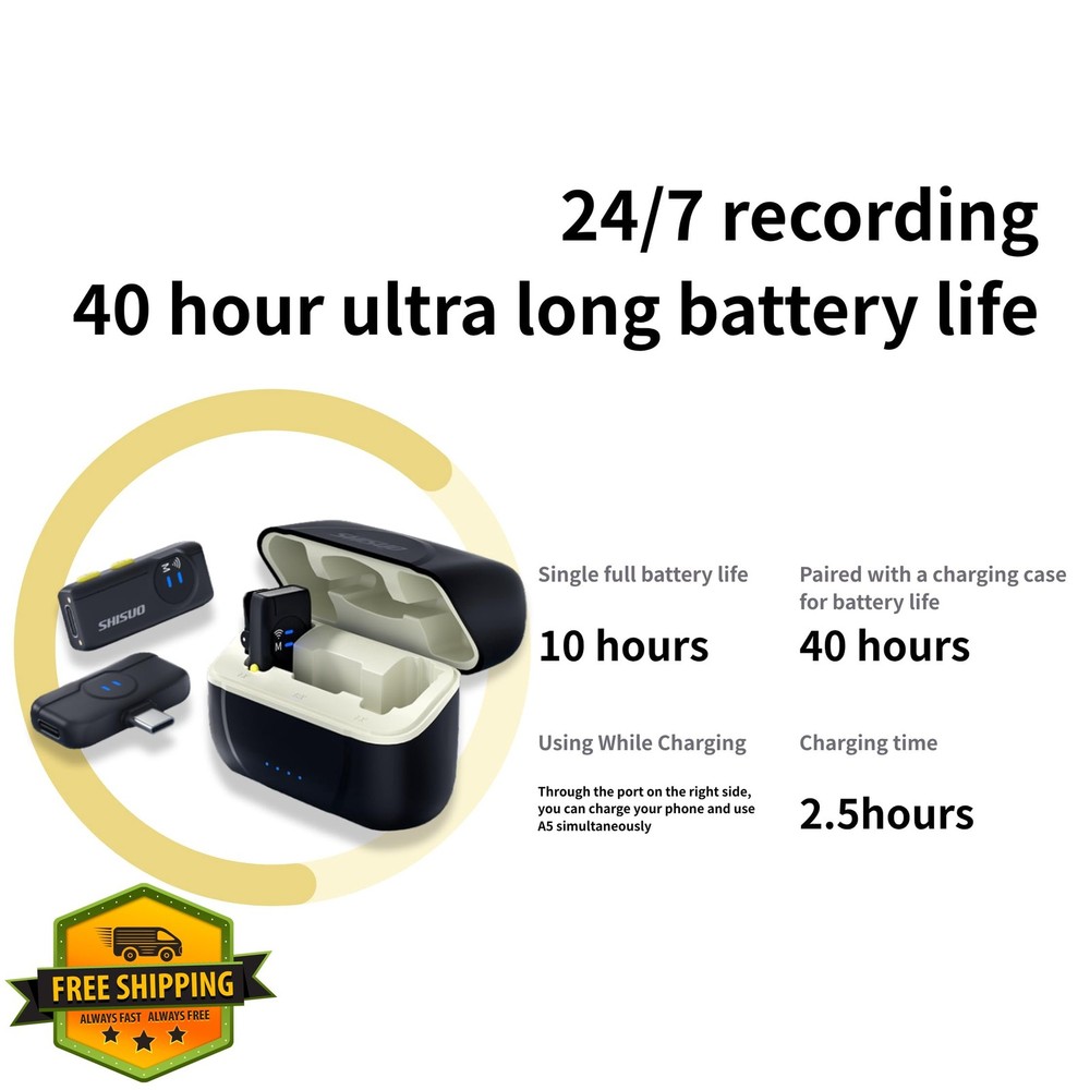 Wireless Lavalier Mic 2 Receivers 2 Mics White Dual iPhone Android