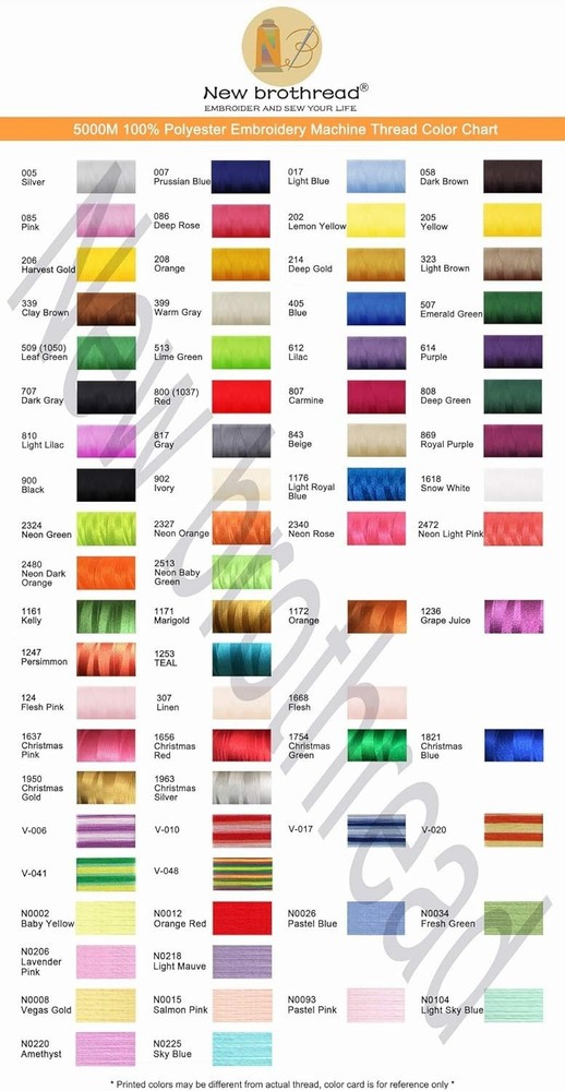 6x Fruit & Garden Colors Polyester Embroidery Thread Spools 5000M each