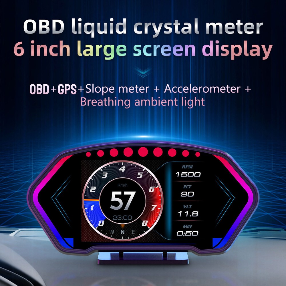 Car HUD Head Up Display GPS Tachometer Clock Speedometer Odometer Voltmeter P3