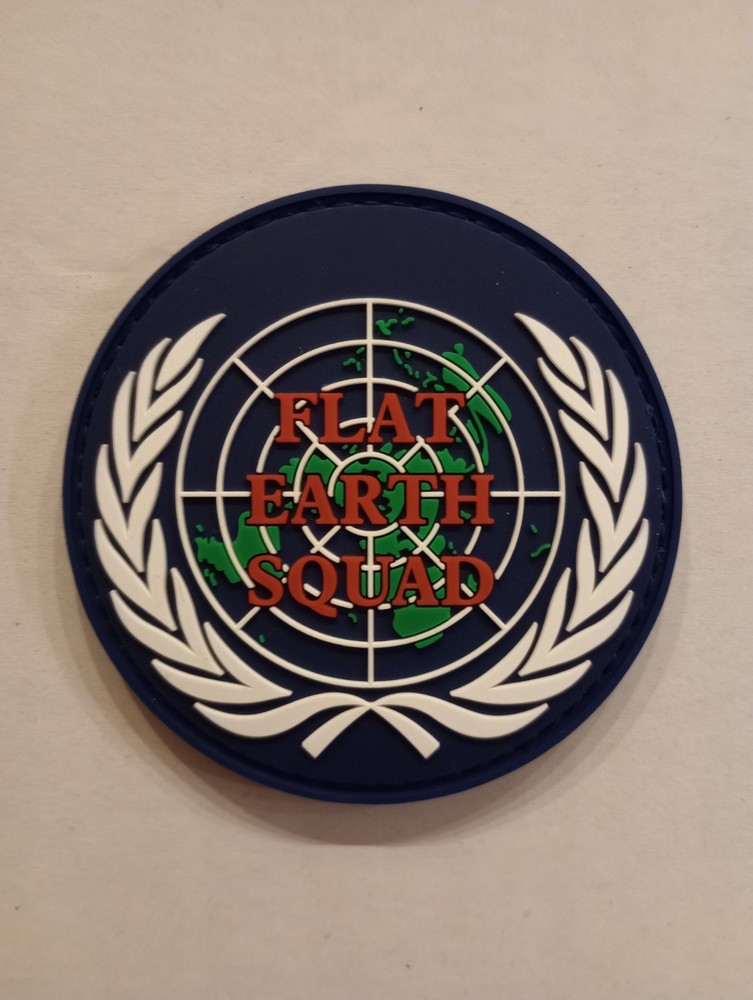 "FLAT EARTH SQUAD" PVC UN Flag Patch  hook backing