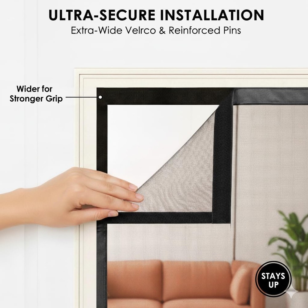 Magnetic Screen Door Left Right Side Opening Polyethylene Terephthalate Mesh ...