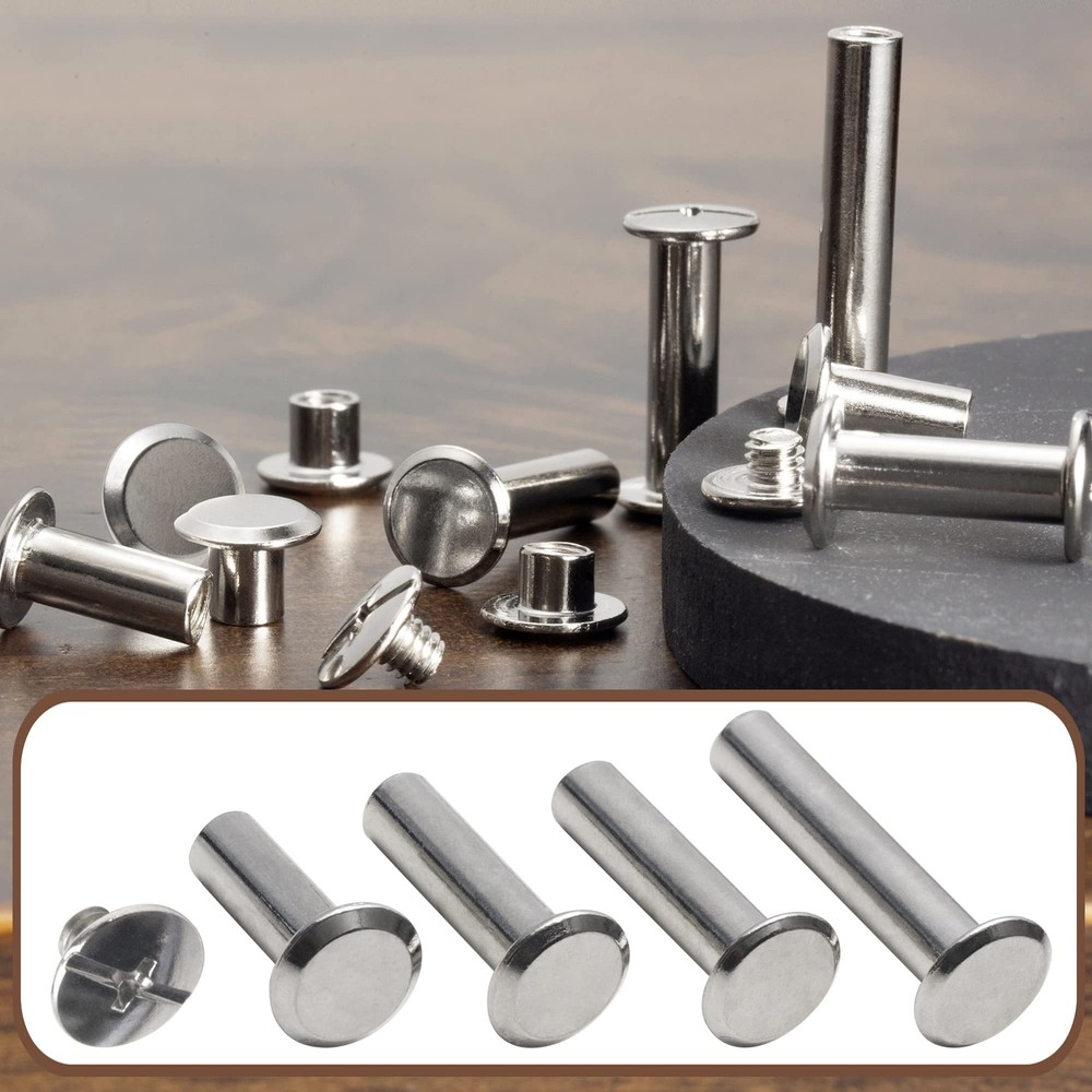 70Sets Chicago Screws Leather Rivets Assorted Screw Rivets Chicago Binding Sc...
