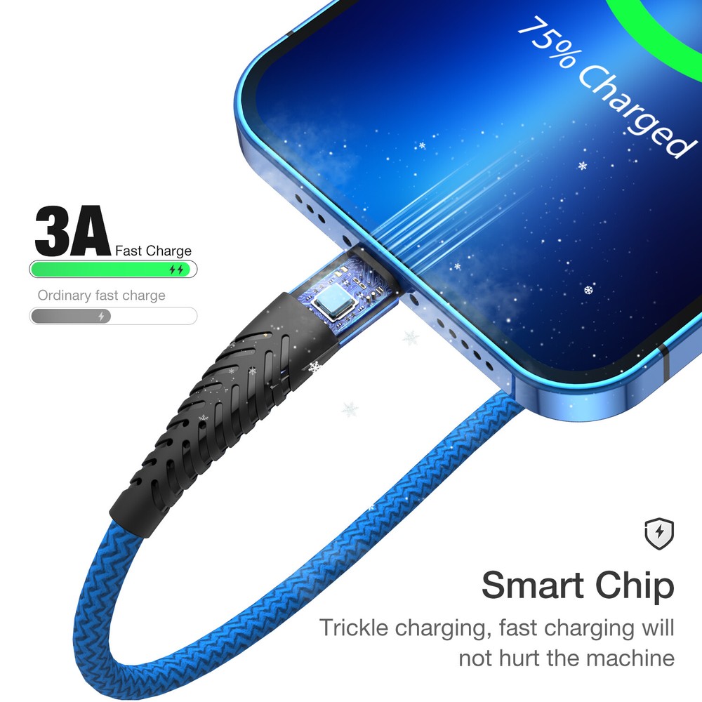 3/6/10FT Fast Charge USB Charger Cord & Data Sync Cable For iPhone Type C USB C