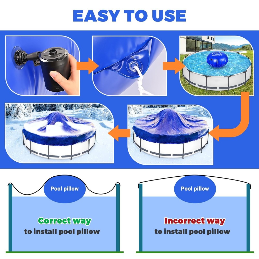 Winter Pool Pillows for Above Ground Pools Extra Durable Cold Resistant Pool ...