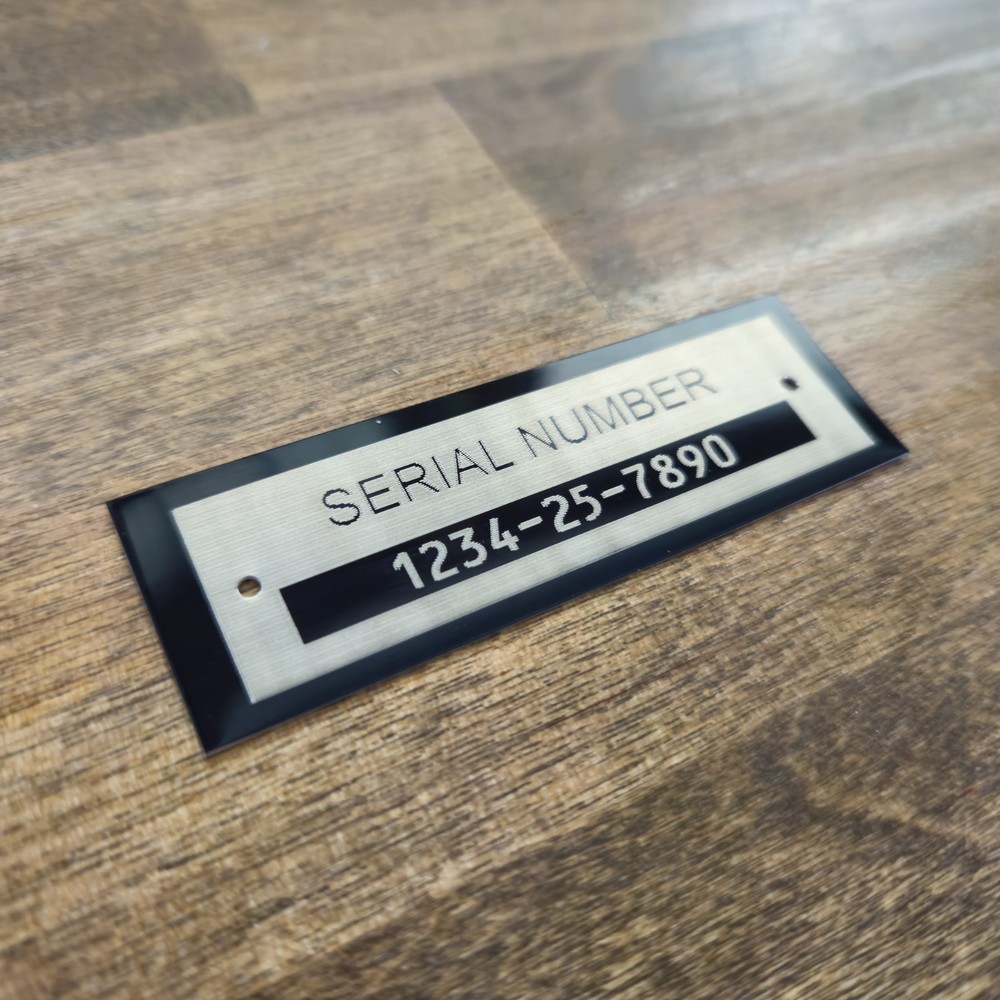 Custom 1"x3" Serial Identification Number Silver  | Plate ID Information Tag