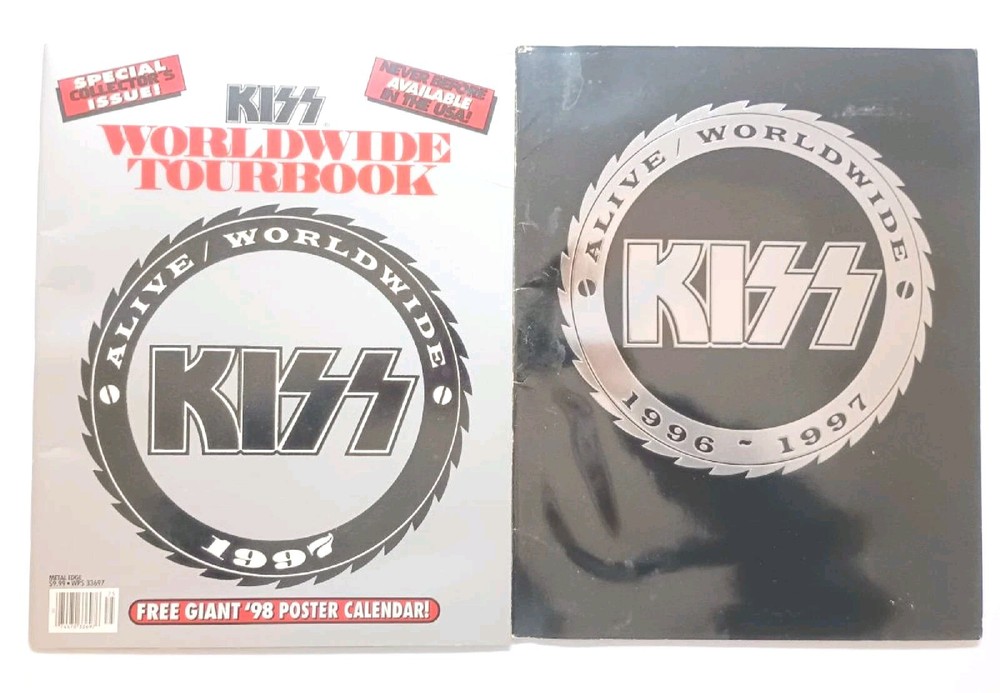 2 Kiss 1997 Worldwide Tour Books Silver & Black with Poster Ace Frehley