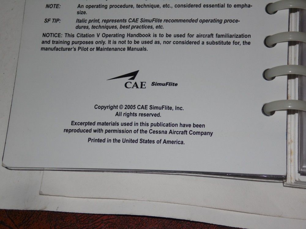 CAE Citation V Operating Handbook 2005