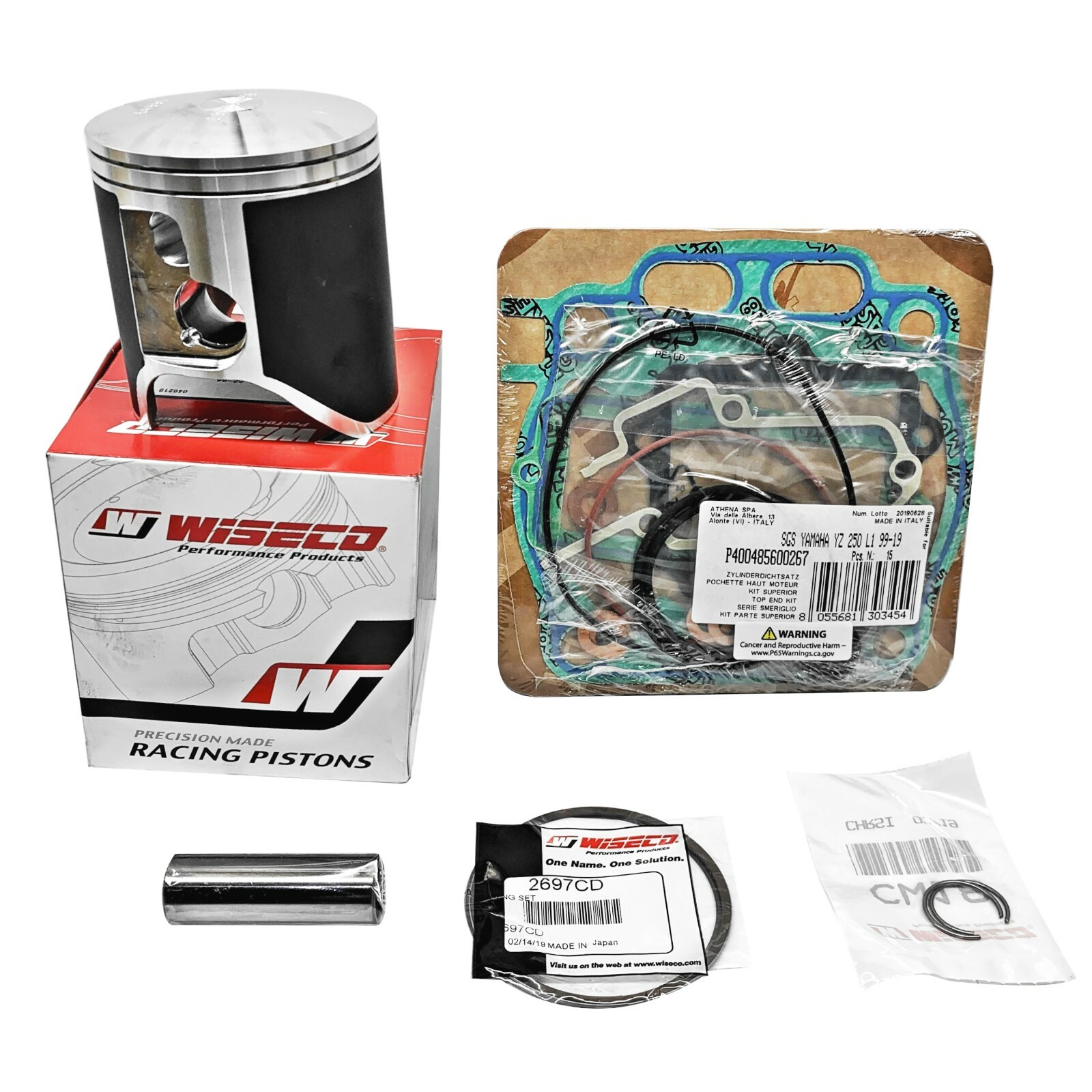 66.40mm STD Wiseco Piston Top End Gaskets 1999-2020 Yamaha YZ250 YZ250X