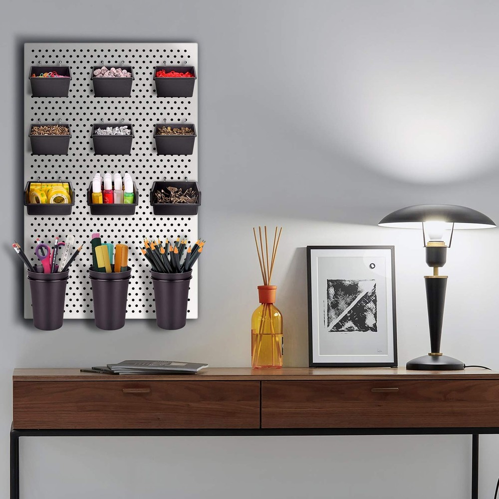 G.CORE 12 Pack Pegboard Bins PegBoard Cups with Hooks & Loops, Peg Hooks Asso...