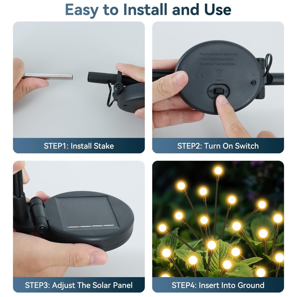 Solar Garden Lights 8 LED, 2 Pack