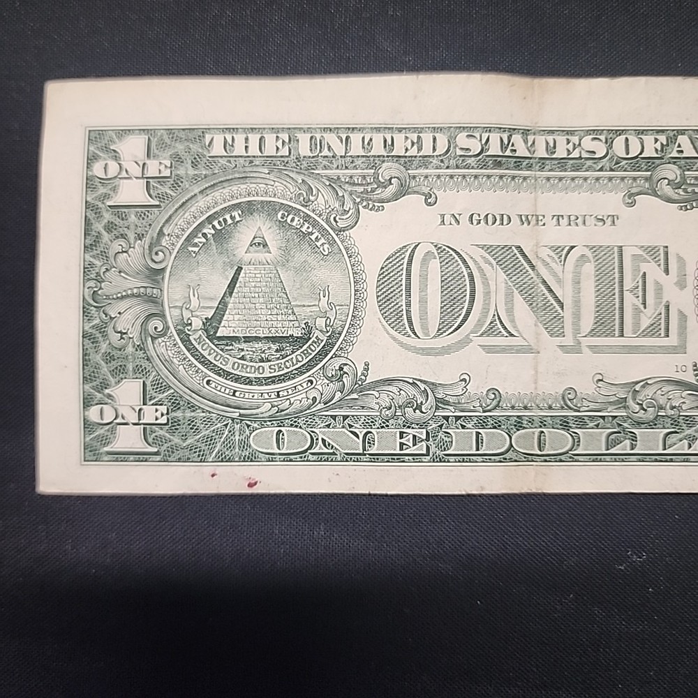 ERROR MISALIGNED MISCUT one dollar bill