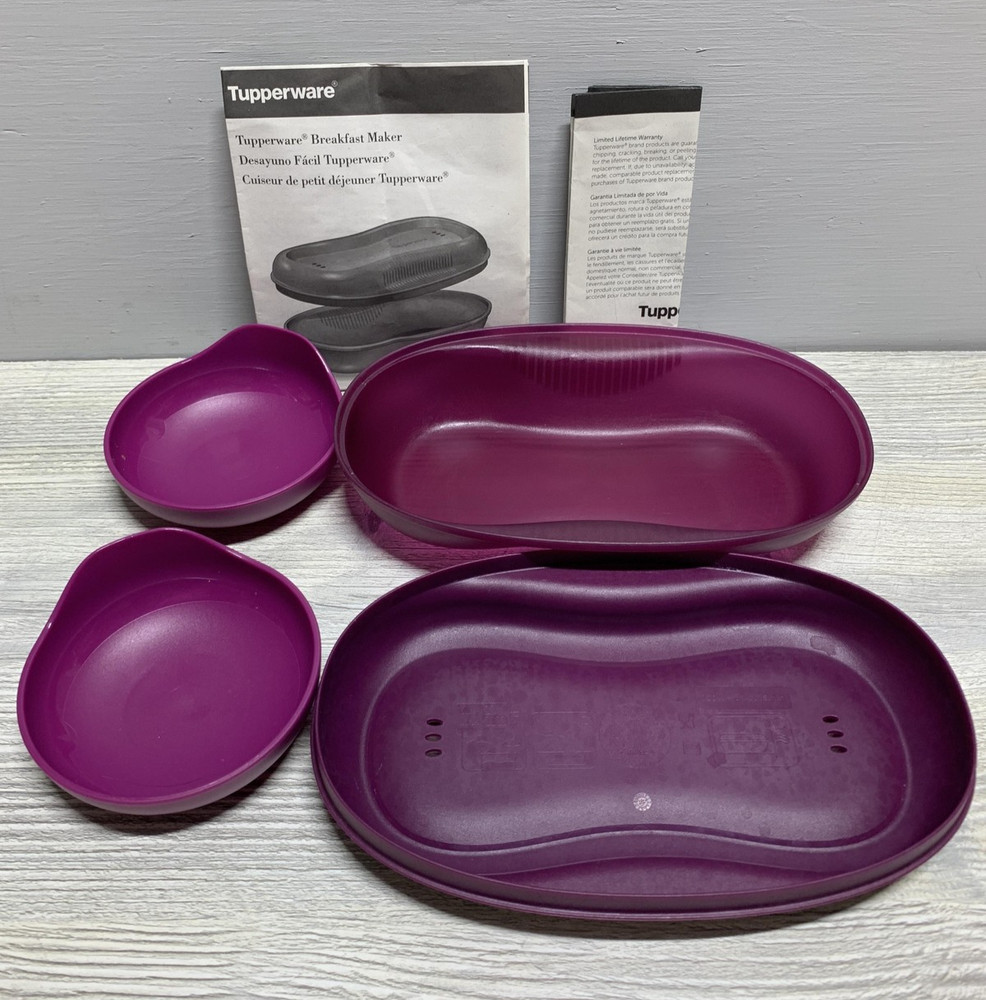Tupperware Breakfast Maker Microwave Egg Omelet Cooker Inserts Manual Purple