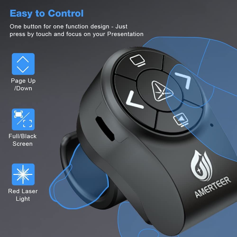 Wireless Presentation clicker for PowerPoint Presentations, RF 2.4GHz Finger ...