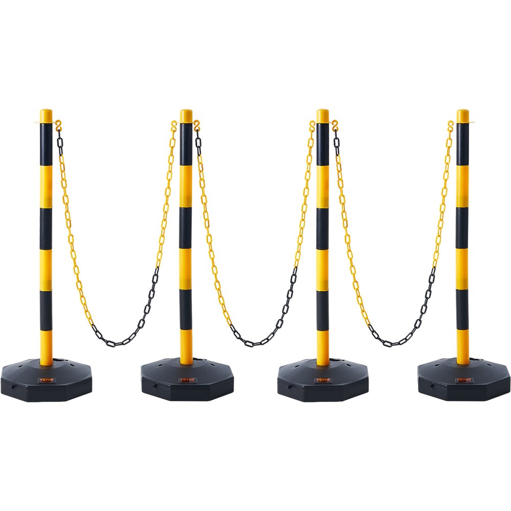 VEVOR 4PCs Traffic Delineator Post Cones with Fillable Base 8FT Chain Adjustable