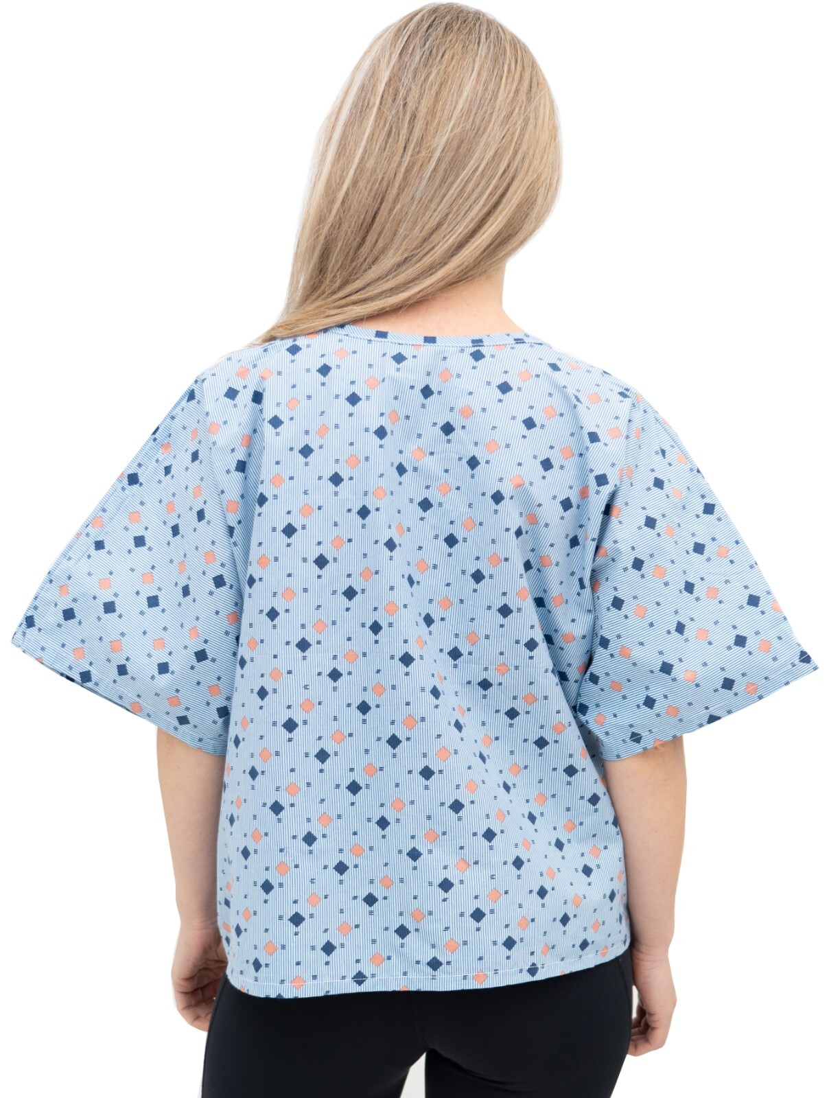 3 Pack - Mammography Gown Cape 23 x 62 Open Front, 1 Tie Overlap, Leaf Print