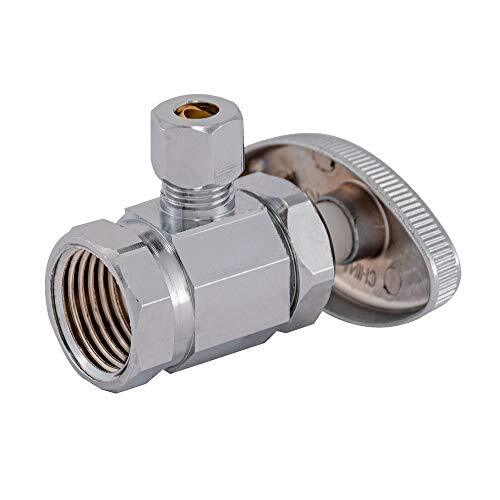 1/4 Inch OD Compression x 1/2 Inch FIP Compression Multi-Turn Angle Stop Valv...