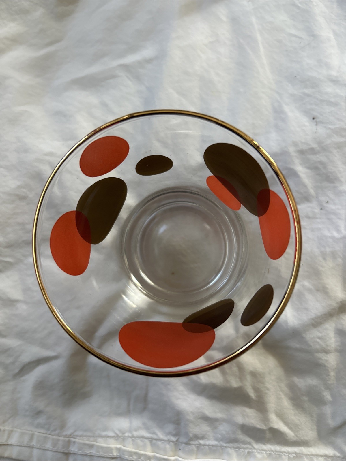 Russel Wright Whiskey Glasses MCM 22K Gold Trim Orang Vintage Barware B. Collins