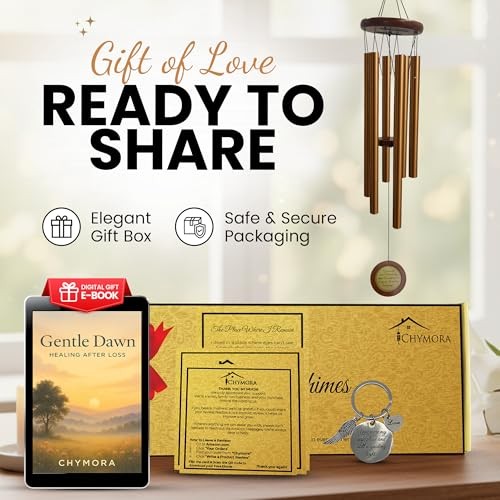 36" Personalized Memorial Wind Chimes with Custom Golden Image Insert Design