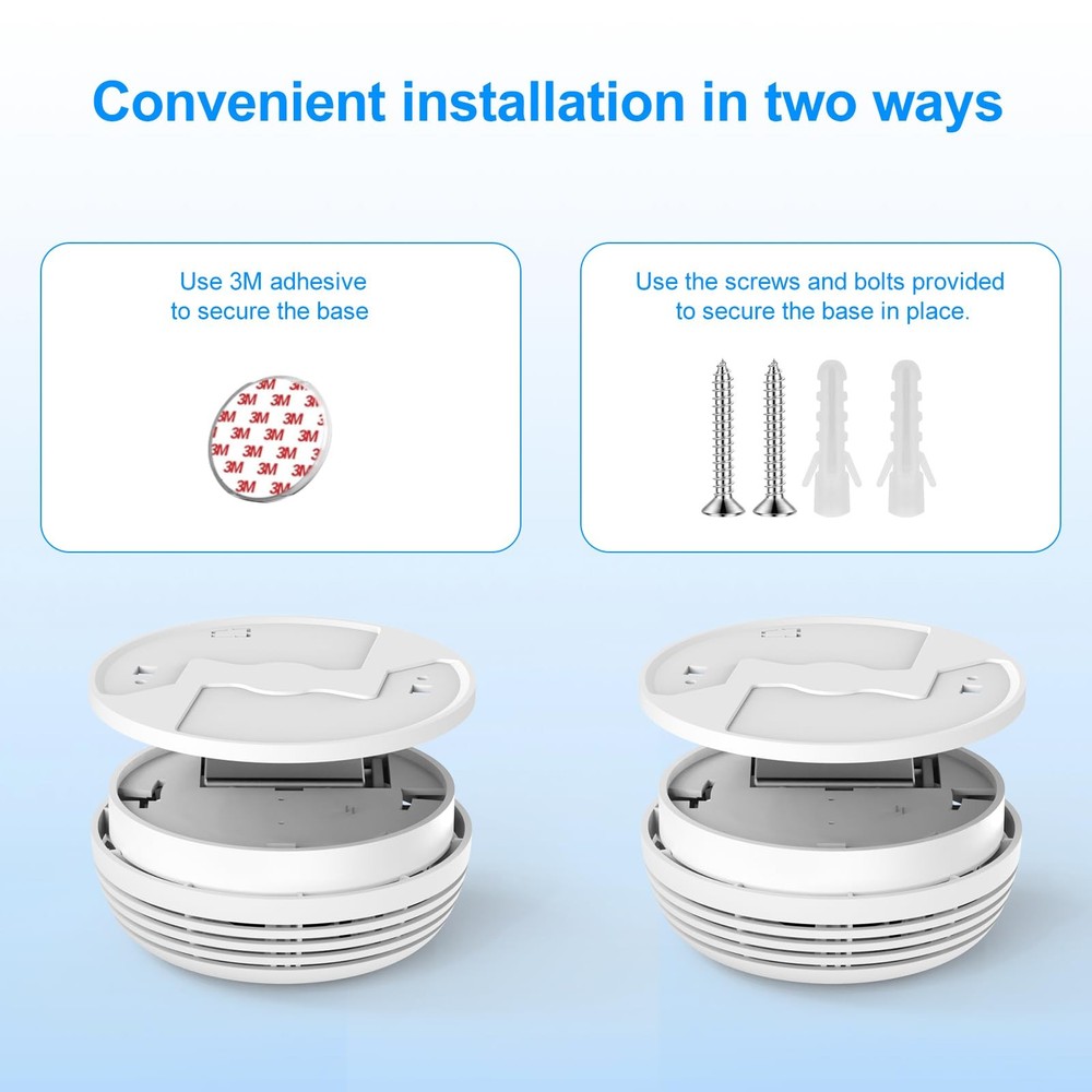 2 Pack Smoke Detector, Photoelectric Sensor Battery-powered 2 Pack, white