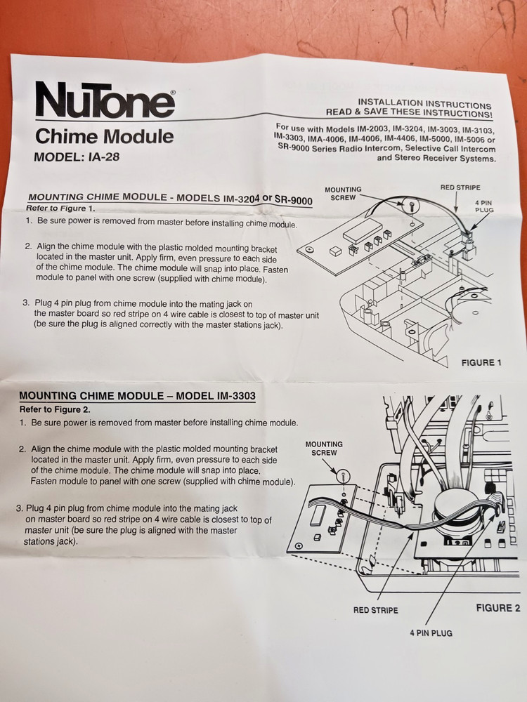 NuTone IA-28 Chime Module
