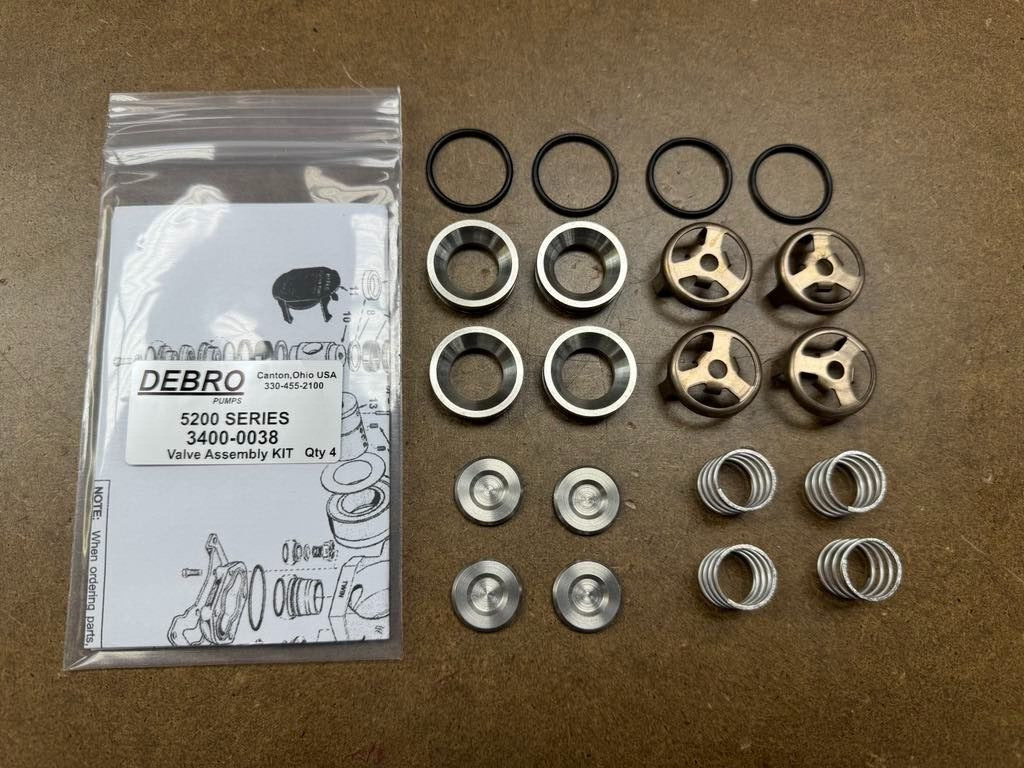 HYPRO or DEBRO 5200 Series Piston Pump 3400-0038 Set of 4 Check Valve Assy