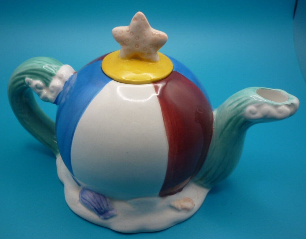 Teapot ONEIDA Ceramic August Months Beach Summer - Miniature - 8 oz.