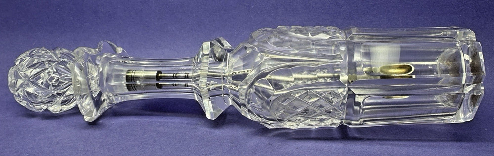 SOLID SILVER & CUT GLASS SNUFF OR CAYENNE BOTTLE & SCOOP- EDWIN CULVER LON. 1867