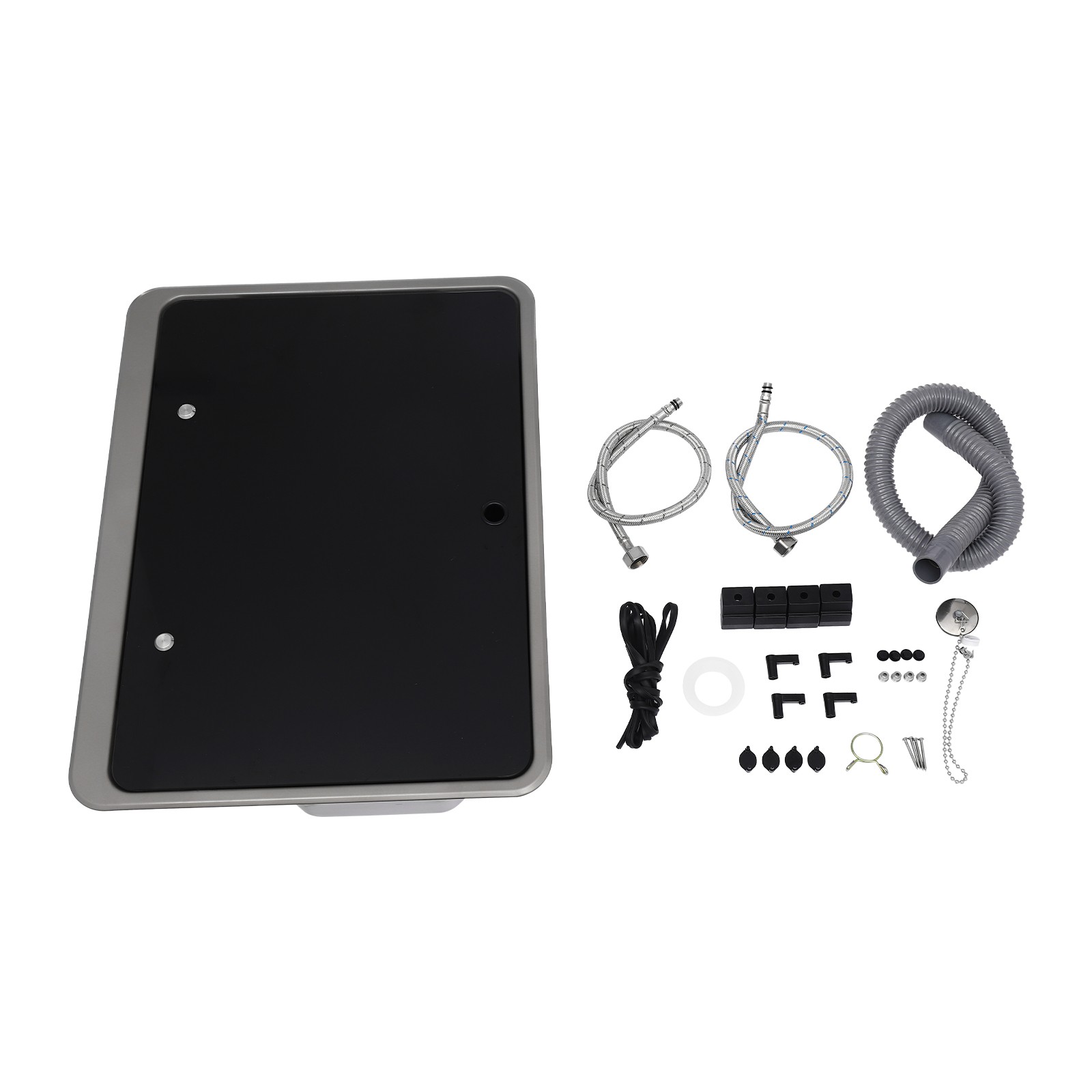 RV Caravan or yacht Stainless Steel Hand Wash Basin Sink w/ Lid+Folded Faucet