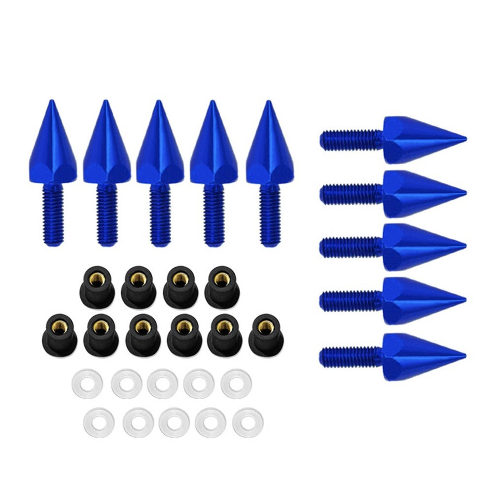 Universal Blue Motorcycle Spike Bolt Windshield Wind Screen Bolt Screw 5MM