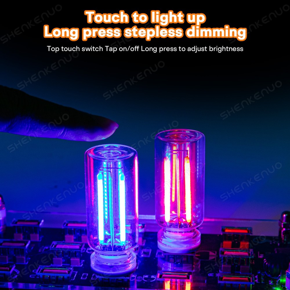 2pc USB Glass Bottle Atmosphere Night Light Touch Switch Dimmable LED Bule Bulbs