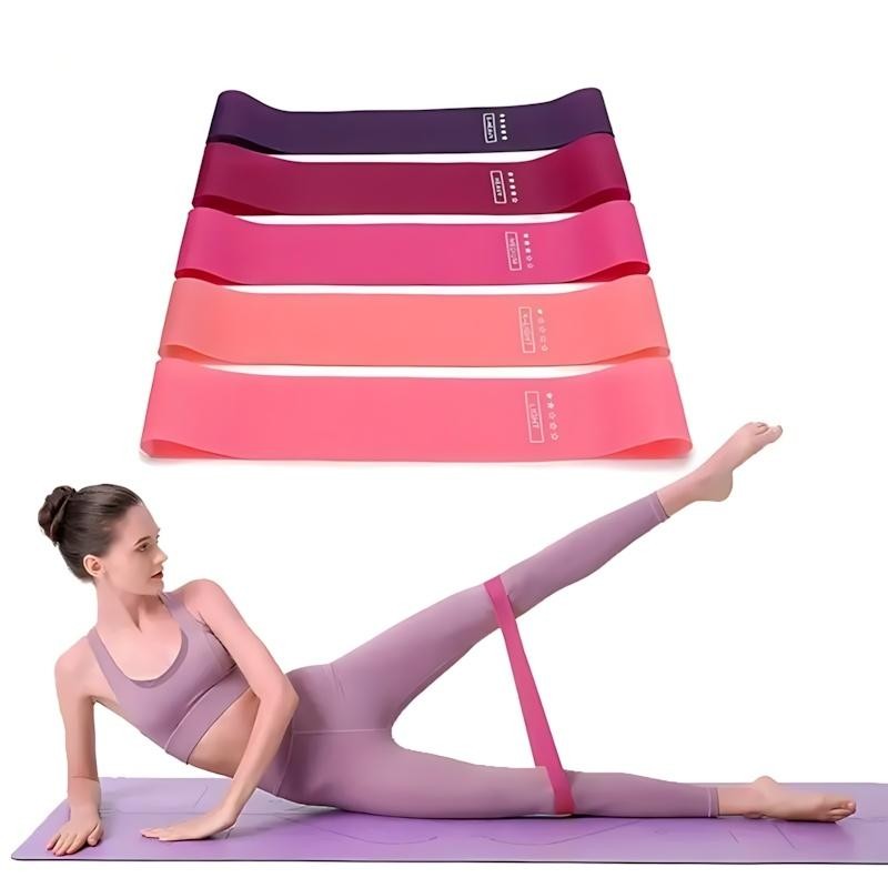 5 Piece Exercise Resistance Bands, Latex Loop Set. for Strength Training, Home &