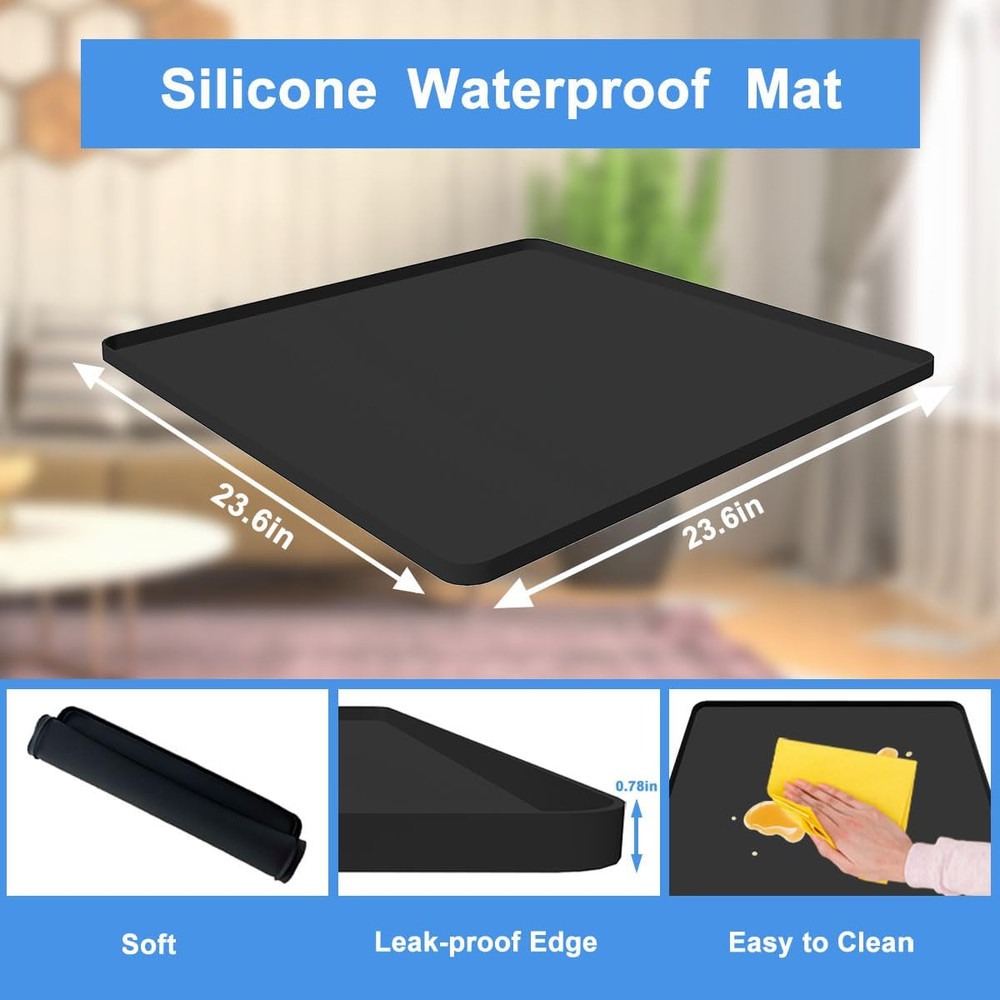 Mini Fridge Stand with Silicone Drip Tray, Universal Adjustable Base with 4 Stro