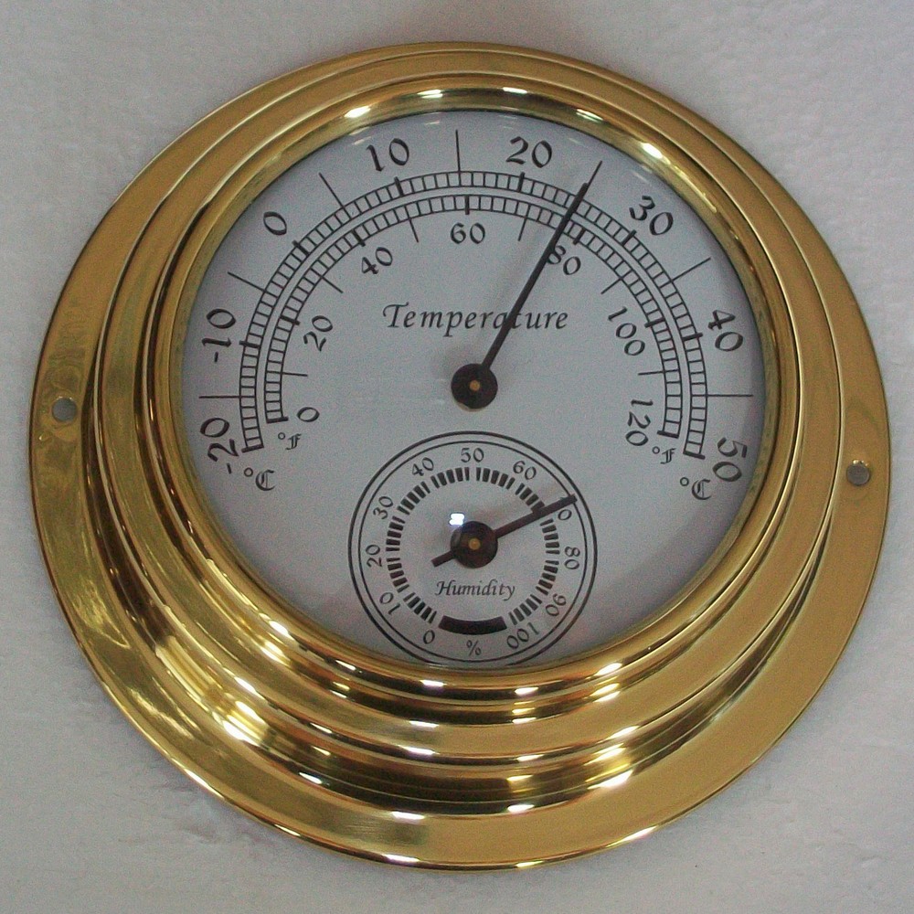10cm Dial Brass Case Thermometer Hygrometer 0°c~50°c Wall Mounted
