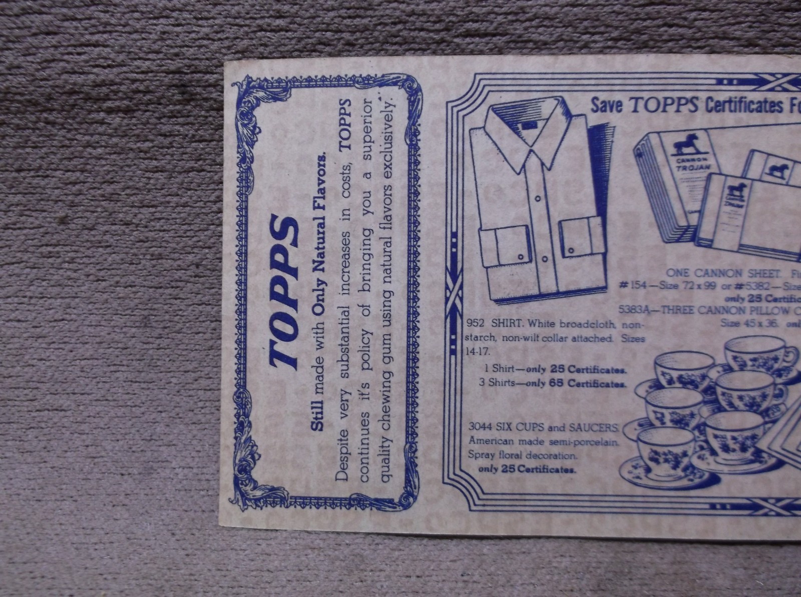 VINTAGE COLLECTIBLE 1945 TOPPS CHEWING GUM US VICTORY STAMPS 1/2 CERTIFICATE