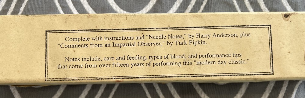 Harry Anderson's Needle Thru Arm (The only Authorized Version)