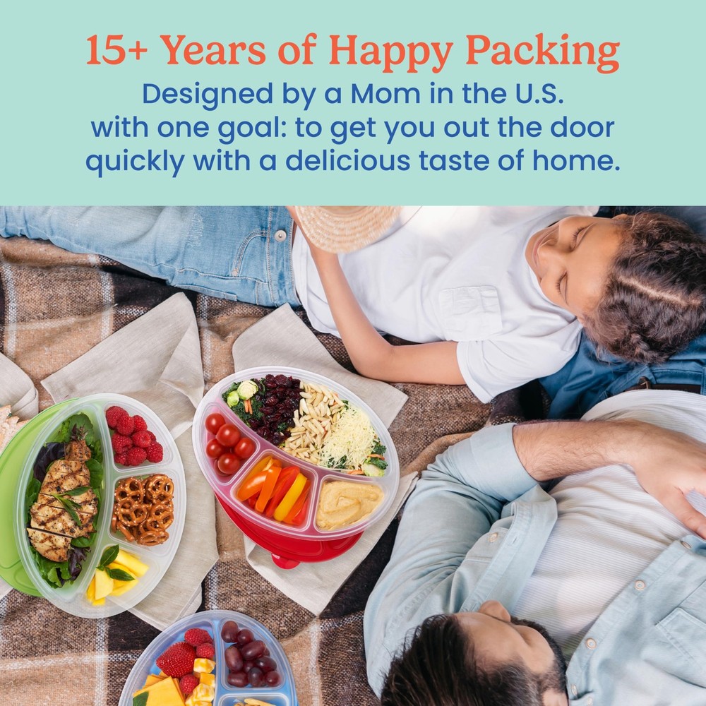 Easyboxes 4-Compartment Oval Containers - Patented Design 8-Piece Set; 4 Tray...