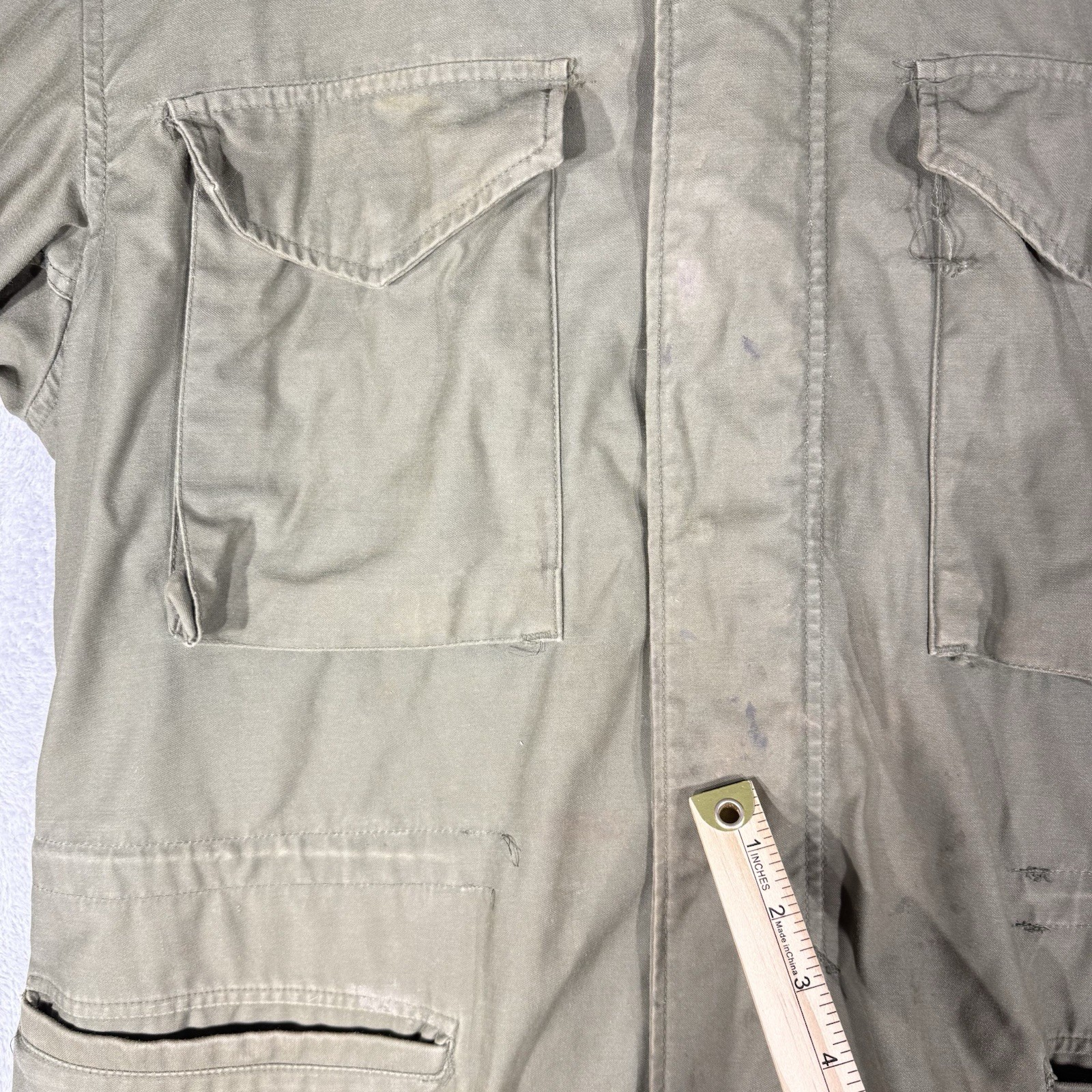 VTG US Military Jacket Mens Medium LONG Green OG-107 Cold Weather Field Coat 80s