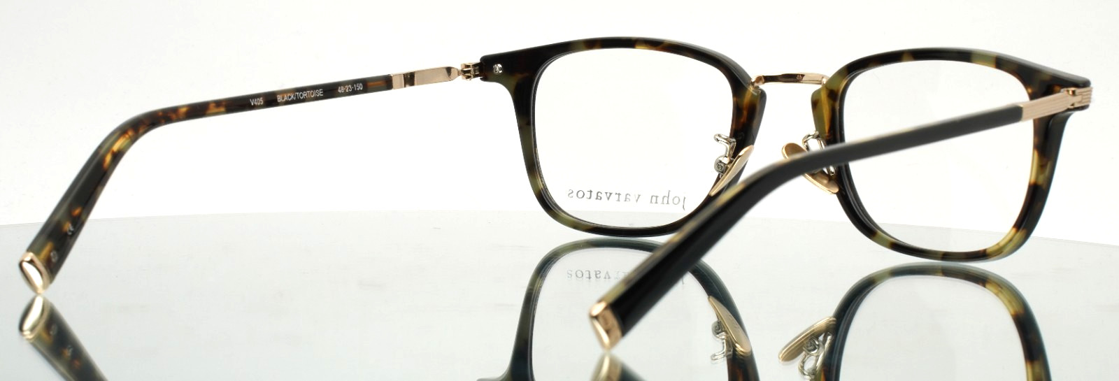 JOHN VARVATOS V405 Black Tortoise Mens Square Full Rim Eyeglasses 48-23-150