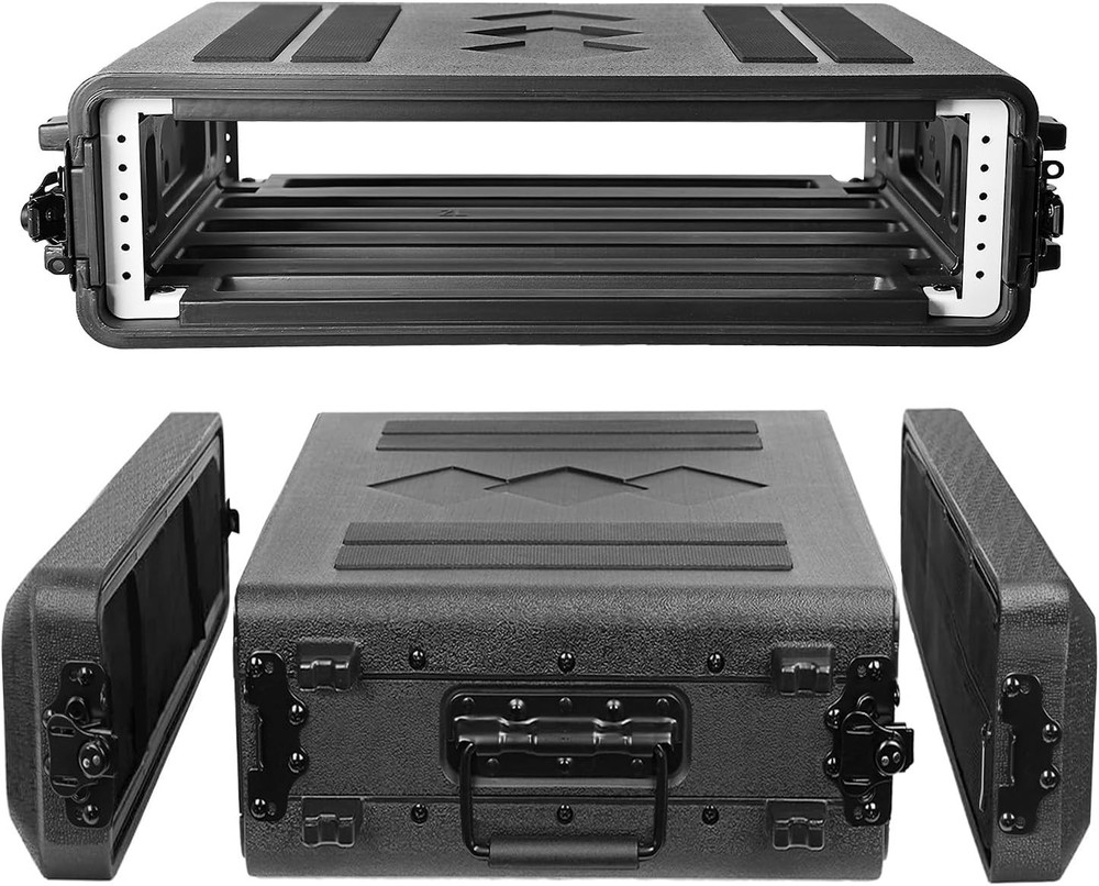 2U Rack Case 16" Depth, 19" Rackmount Flight Case with Microphone Compartments