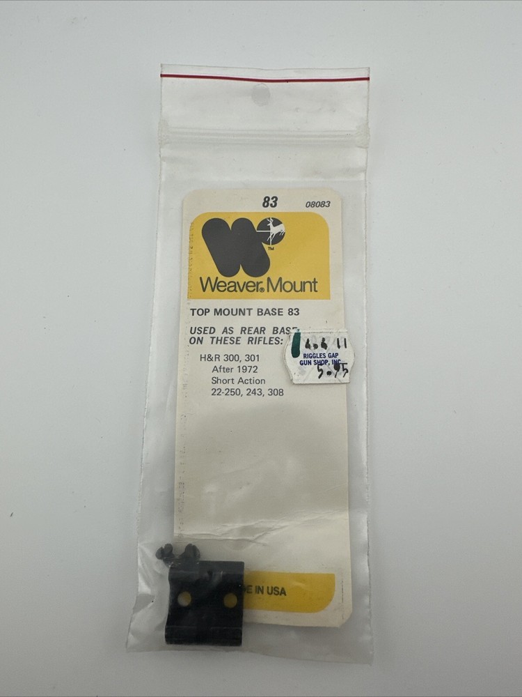 Weaver Mounting Rifle Scope Base # 83 08083 48083
