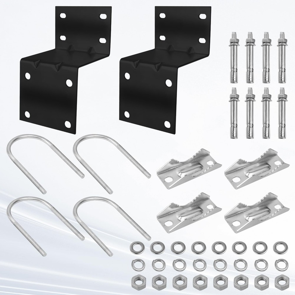 MOOKEERF Antenna Pole Mount Bracket Kits - 2 Set 2 SET Black, Black