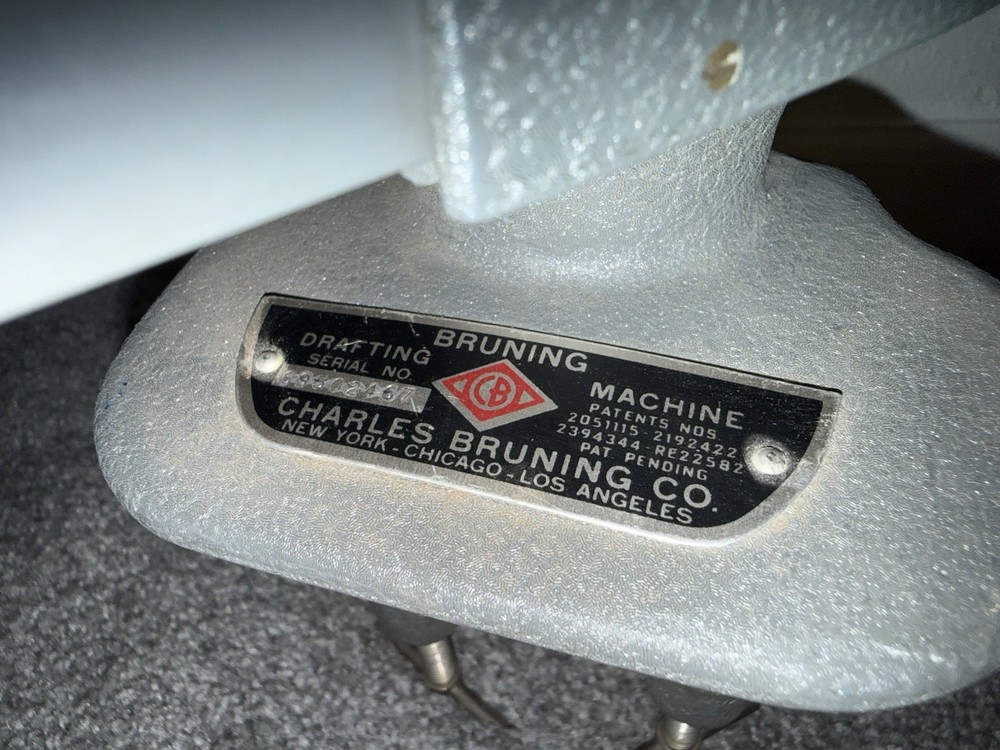Bruning Drafting Machine Arm Serial #69502467 W/ Charles Bruning Rulers