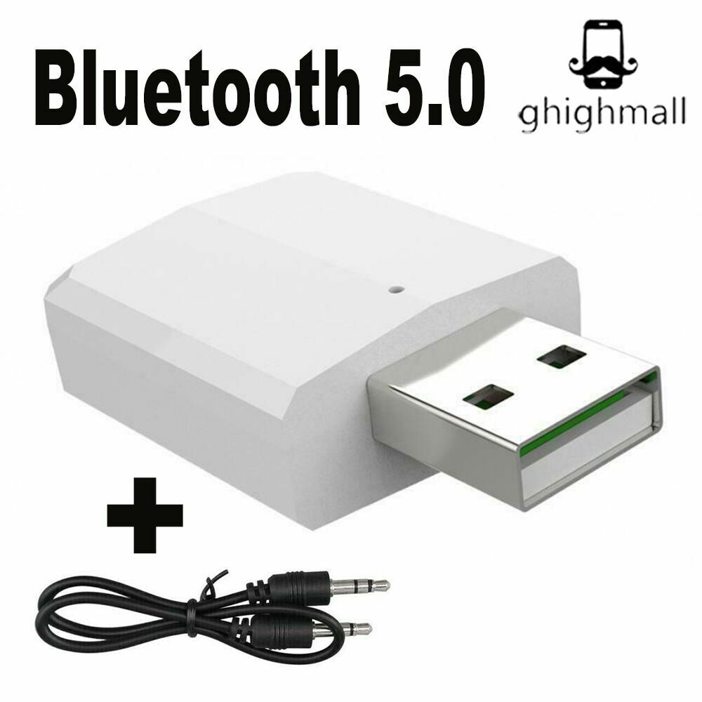 White 3in1 Bluetooth 5.0 Audio Transmitter/Receiver Adapter For PC CAR Speaker