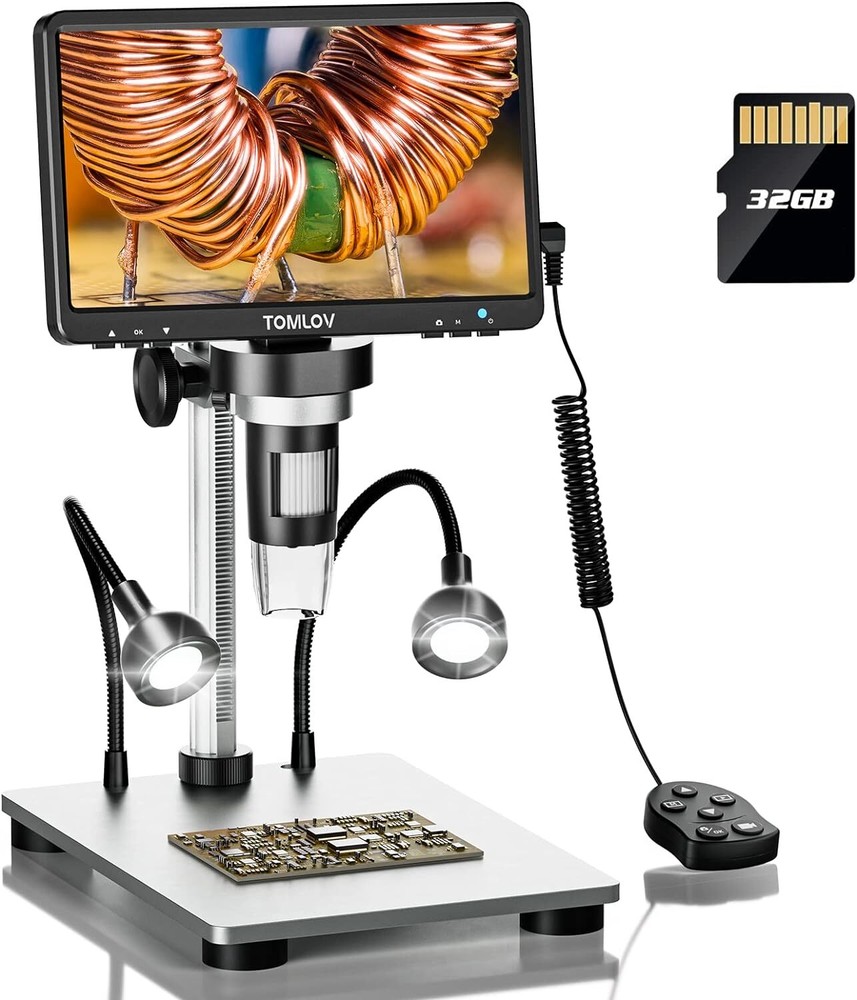 TOMLOV DM9 Series Digital Microscope 1200X Coin Microscope Soldering Microscope