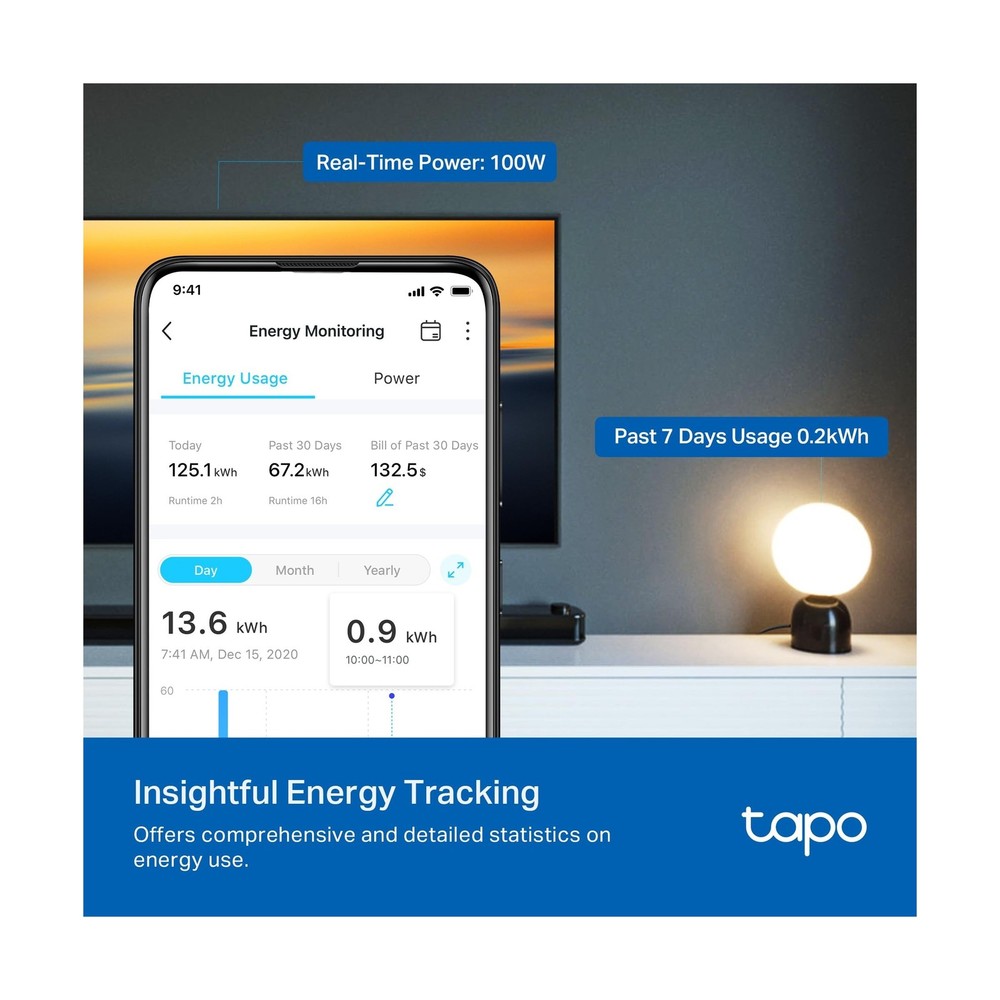 TP-Link 𝗧𝗮𝗽𝗼 Smart Plug Wi-Fi Mini, Energy Monit